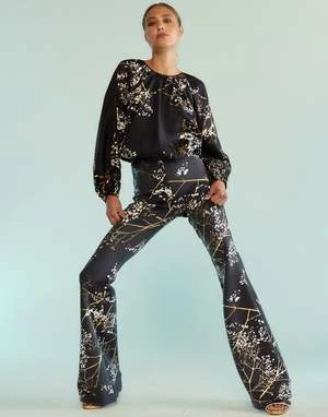 CYNTHIA ROWLEYBonded Fit And Flare Pants - Black/Gold 5 CYNTHIA ROWLEYBonded Fit And Flare Pants - Black/Gold - Image 3