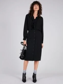 CotélacButtoned Pencil Skirt - Black