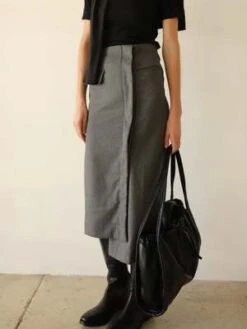 Moon RiverAsymmetric Hem Skirt - Charcoal -CYNTHIA Clothing Shop Charcoal Asymmetric Hem Skirt 20231011015422 2