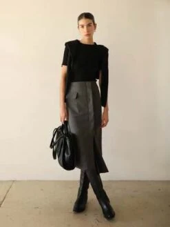 Moon RiverAsymmetric Hem Skirt - Charcoal
