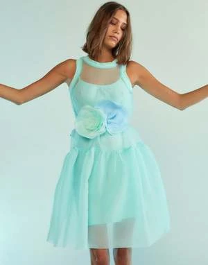 CYNTHIA ROWLEYChloe Organza Dress - Mint 10 CYNTHIA ROWLEYChloe Organza Dress - Mint - Image 8