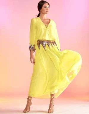 CYNTHIA ROWLEYSelene Sequin Skirt - Yellow 5 CYNTHIA ROWLEYSelene Sequin Skirt - Yellow - Image 3