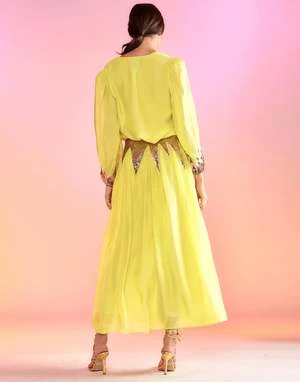 CYNTHIA ROWLEYSelene Sequin Skirt - Yellow 7 CYNTHIA ROWLEYSelene Sequin Skirt - Yellow - Image 5