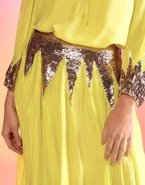 CYNTHIA ROWLEYSelene Sequin Skirt - Yellow 8 CYNTHIA ROWLEYSelene Sequin Skirt - Yellow - Image 6