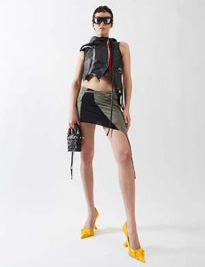 OttolingerDeconstructed Mini Skirt - Scuba Olive 5 OttolingerDeconstructed Mini Skirt - Scuba Olive - Image 3
