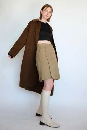 NYU NYUDeep Slit Midi Skirt - Khaki 4 NYU NYUDeep Slit Midi Skirt - Khaki - Image 2