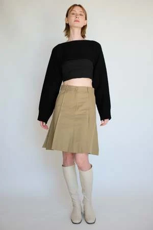 NYU NYUDeep Slit Midi Skirt - Khaki 3 NYU NYUDeep Slit Midi Skirt - Khaki