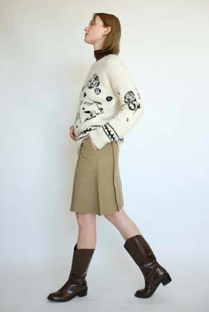 NYU NYUDeep Slit Midi Skirt - Khaki 5 NYU NYUDeep Slit Midi Skirt - Khaki - Image 3