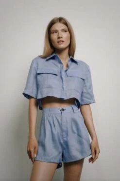 ParenteziEliza Shorts - Cream Blue