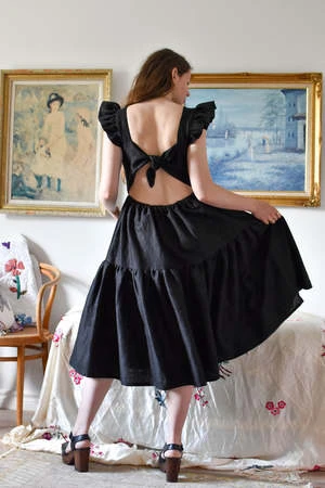 Eliza FaulknerAngelica Dress - Black Linen 6 Eliza FaulknerAngelica Dress - Black Linen - Image 4