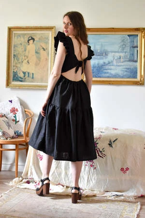 Eliza FaulknerAngelica Dress - Black Linen 4 Eliza FaulknerAngelica Dress - Black Linen - Image 2