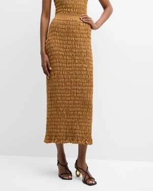 By Malene BirgerEmla Shirred Midi Skirt - Tobacco Brown 4 By Malene BirgerEmla Shirred Midi Skirt - Tobacco Brown - Image 2