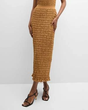 By Malene BirgerEmla Shirred Midi Skirt - Tobacco Brown 5 By Malene BirgerEmla Shirred Midi Skirt - Tobacco Brown - Image 3