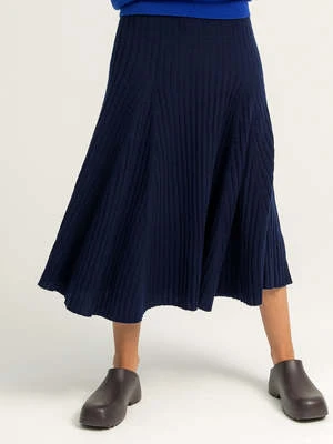 PureCashmere NYCFlared Rib Skirt - Navy 6 PureCashmere NYCFlared Rib Skirt - Navy - Image 4