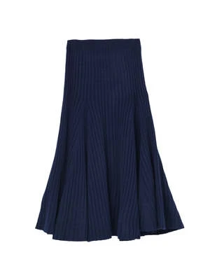 PureCashmere NYCFlared Rib Skirt - Navy 8 PureCashmere NYCFlared Rib Skirt - Navy - Image 6
