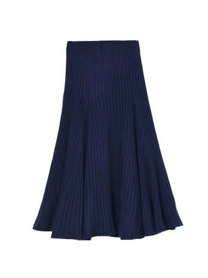 PureCashmere NYCFlared Rib Skirt - Navy 9 PureCashmere NYCFlared Rib Skirt - Navy - Image 7