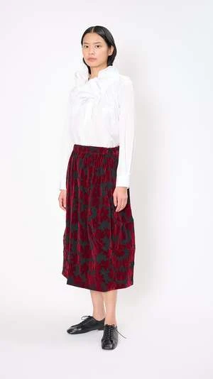 Comme Des Garcons Comme Des GarçonsFloral Flocked Skirt - Black/Burgundy Velvet 4 Comme Des Garcons Comme Des GarçonsFloral Flocked Skirt - Black/Burgundy Velvet - Image 2