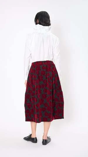 Comme Des Garcons Comme Des GarçonsFloral Flocked Skirt - Black/Burgundy Velvet 5 Comme Des Garcons Comme Des GarçonsFloral Flocked Skirt - Black/Burgundy Velvet - Image 3