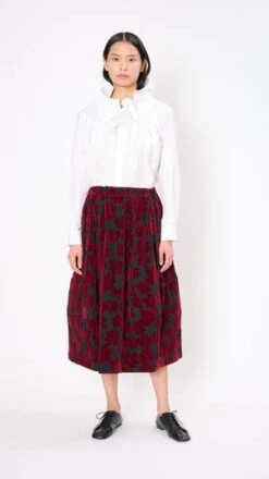 Comme Des Garcons Comme Des GarçonsFloral Flocked Skirt - Black/Burgundy Velvet