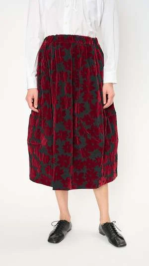 Comme Des Garcons Comme Des GarçonsFloral Flocked Skirt - Black/Burgundy Velvet 6 Comme Des Garcons Comme Des GarçonsFloral Flocked Skirt - Black/Burgundy Velvet - Image 4