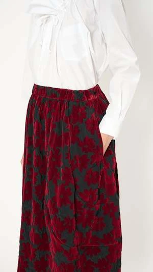 Comme Des Garcons Comme Des GarçonsFloral Flocked Skirt - Black/Burgundy Velvet 7 Comme Des Garcons Comme Des GarçonsFloral Flocked Skirt - Black/Burgundy Velvet - Image 5