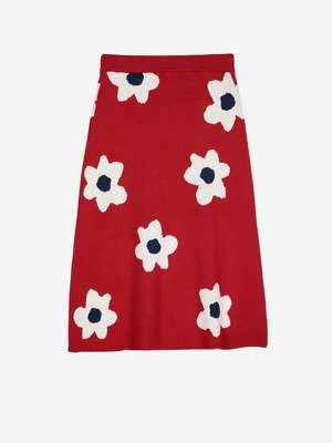 Bobo ChosesFloral Jacquard Pencil Skirt - Burgundy Red 4 Bobo ChosesFloral Jacquard Pencil Skirt - Burgundy Red - Image 2