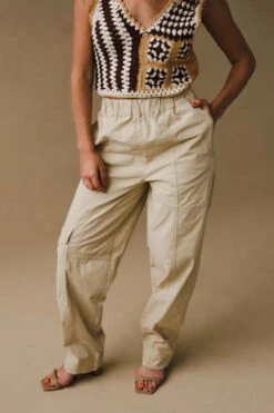 GanniWashed Cotton Canvas Elasticated Curve Pants - Pale Khaki -CYNTHIA Clothing Shop Ganni Washed Cotton Canvas Elasticated Curve Pants Pale Khaki 20230516195344