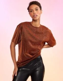 CYNTHIA ROWLEYGlitter Tee - Bronze -CYNTHIA Clothing Shop Glitter Top 20221117003127 1