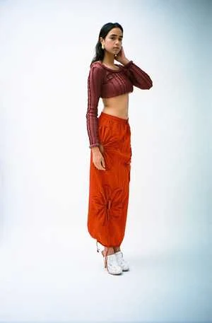 J.KimFlower Skirt - Red 4 J.KimFlower Skirt - Red - Image 2