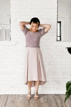 KAAREMPiece Of Ring Pleated Midi Skirt - Cream