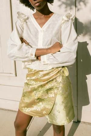 Jess MeanySatin Verbena Skirt - Lime 5 Jess MeanySatin Verbena Skirt - Lime - Image 3