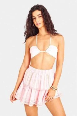 LoveShackFancyRuffle Mini Skirt - Candy Pink