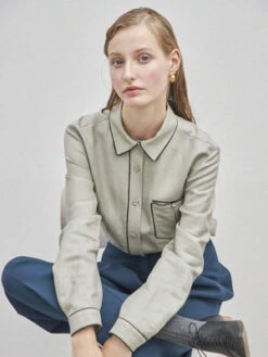 Maison De InesPiping Pocket Shirt - Gray -CYNTHIA Clothing Shop Maison De Ines Piping Pocket Shirt Gray 20231013164744