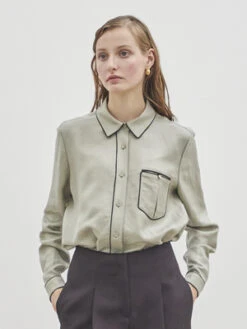 Maison De InesPiping Pocket Shirt - Gray -CYNTHIA Clothing Shop Maison De Ines Piping Pocket Shirt Gray 20231013164746