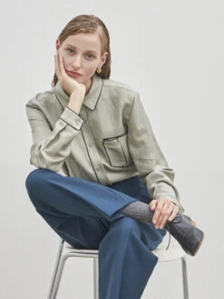 Maison De InesPiping Pocket Shirt - Gray -CYNTHIA Clothing Shop Maison De Ines Piping Pocket Shirt Gray 20231013164749