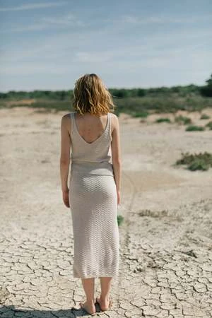 Clō StoriesMarie Recycled Cotton Midi Skirt - Natural 5 Clō StoriesMarie Recycled Cotton Midi Skirt - Natural - Image 3