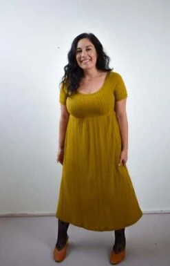 Altar HouselineMegumi Dress - Cardamom Turmeric Rib