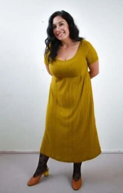 Altar HouselineMegumi Dress - Cardamom Turmeric Rib -CYNTHIA Clothing Shop Megumi Dress in Cardamom Turmeric Rib 20231025024858