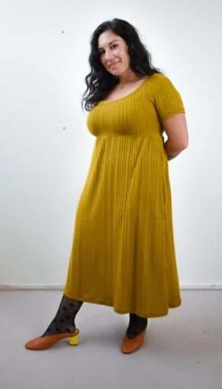 Altar HouselineMegumi Dress - Cardamom Turmeric Rib -CYNTHIA Clothing Shop Megumi Dress in Cardamom Turmeric Rib 20231025024858 4