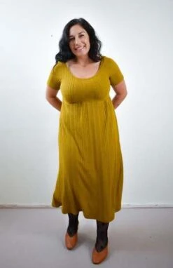 Altar HouselineMegumi Dress - Cardamom Turmeric Rib -CYNTHIA Clothing Shop Megumi Dress in Cardamom Turmeric Rib 20231025024859