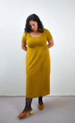 Altar HouselineMegumi Dress - Cardamom Turmeric Rib -CYNTHIA Clothing Shop Megumi Dress in Cardamom Turmeric Rib 20231025024900