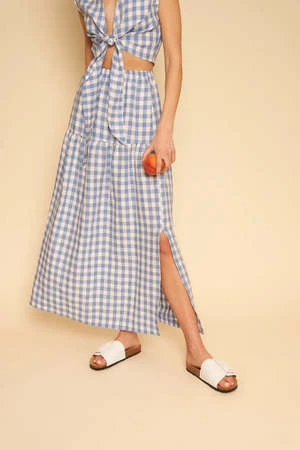Whimsy + RowWhimsy + Row Millie Line Convertible Skirt - Blue Gingham 4 Whimsy + RowWhimsy + Row Millie Line Convertible Skirt - Blue Gingham - Image 2
