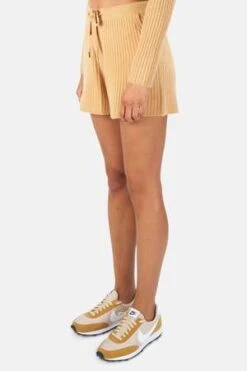 The Tile ClubPenny Ribbed Cashmere Shorts - Camel -CYNTHIA Clothing Shop Penny Ribbed Cashmere Shorts Camel 20220811123037 1