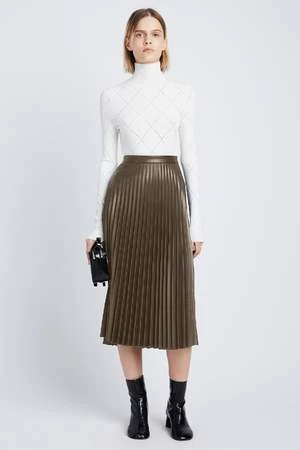 Proenza SchoulerWhite Label Faux Leather Pleated Skirt - Wood 3 Proenza SchoulerWhite Label Faux Leather Pleated Skirt - Wood