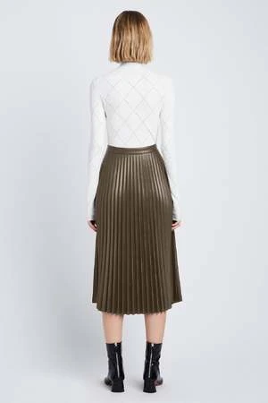 Proenza SchoulerWhite Label Faux Leather Pleated Skirt - Wood 6 Proenza SchoulerWhite Label Faux Leather Pleated Skirt - Wood - Image 4