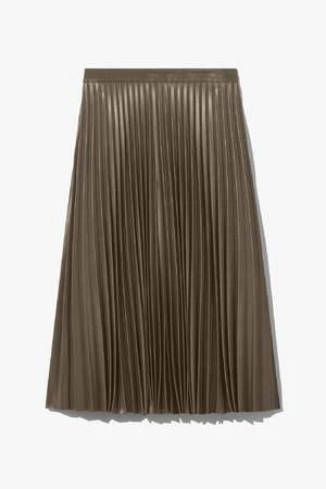 Proenza SchoulerWhite Label Faux Leather Pleated Skirt - Wood 7 Proenza SchoulerWhite Label Faux Leather Pleated Skirt - Wood - Image 5