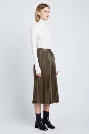 Proenza SchoulerWhite Label Faux Leather Pleated Skirt - Wood 4 Proenza SchoulerWhite Label Faux Leather Pleated Skirt - Wood - Image 2