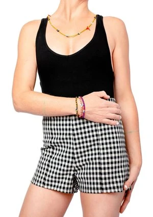 PunkwaspGingham High Waisted Shorts - Black/White 3 PunkwaspGingham High Waisted Shorts - Black/White