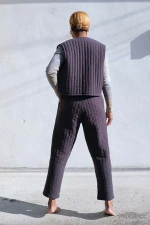 Black CraneQuilted Easy Pants - Dark Navy 4 Black CraneQuilted Easy Pants - Dark Navy - Image 2