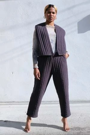 Black CraneQuilted Easy Pants - Dark Navy 3 Black CraneQuilted Easy Pants - Dark Navy